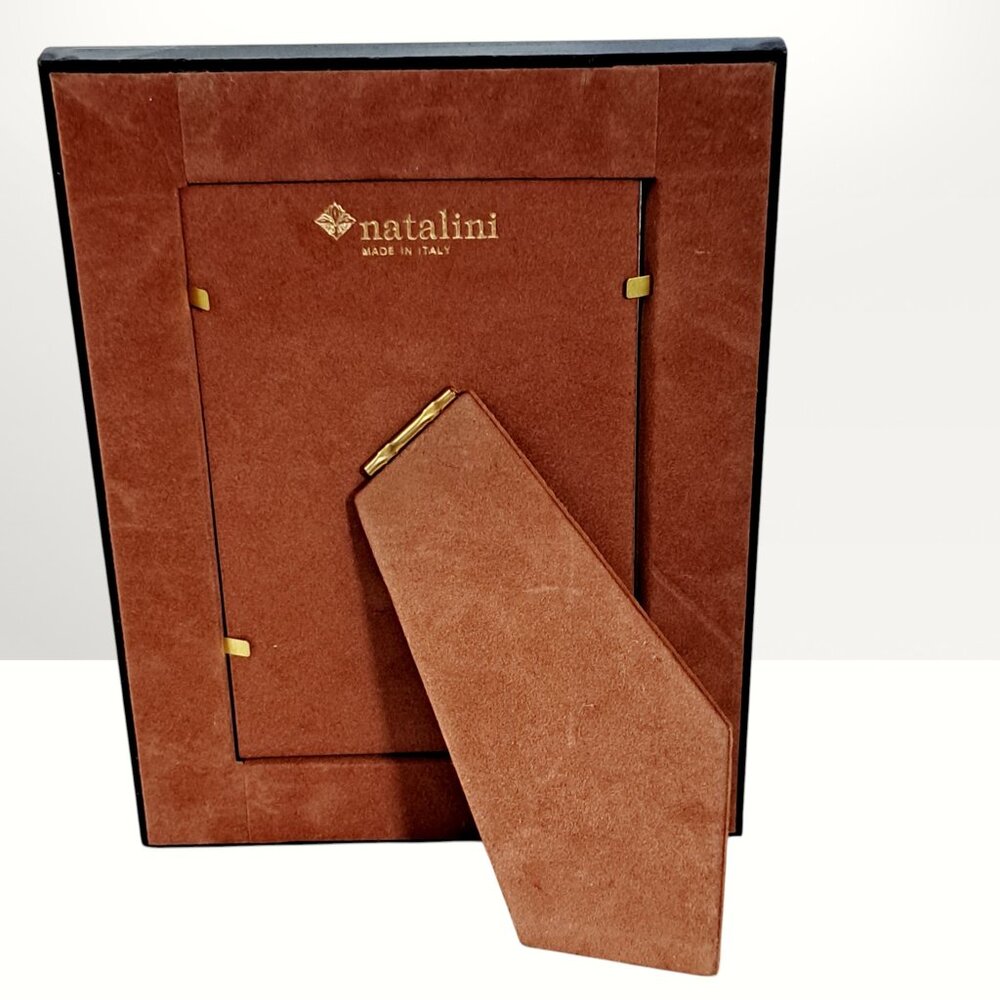 Natalini Italy Blue Wood Marquetry Inlay Frame 4x6 Geometric Mosaic Patchwork - Picture 10 of 13